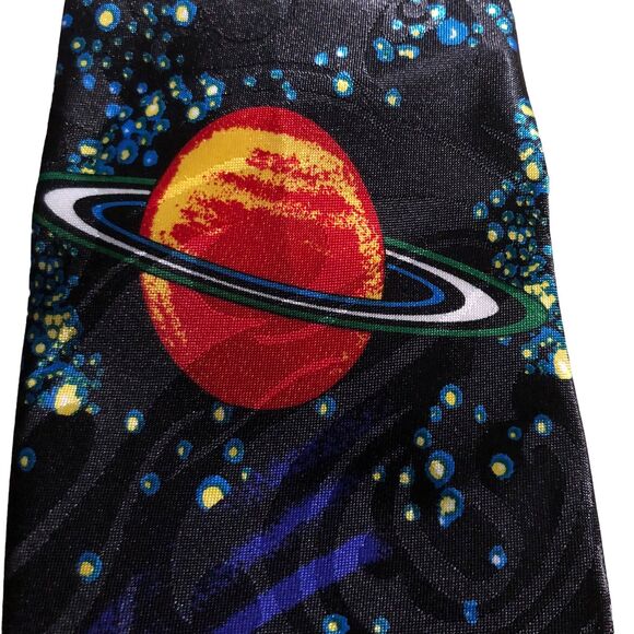 Steven Harris Hand Made Necktie; Astrological, Stars, Planets, Saturn, Silk,Tie - Picture 2 of 10